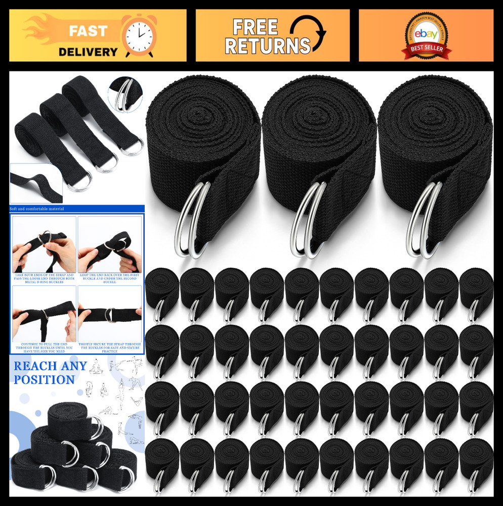 Adjustable 6ft Yoga Strap for Stretching & Pilates – Non-Elastic Fitness Belt wi