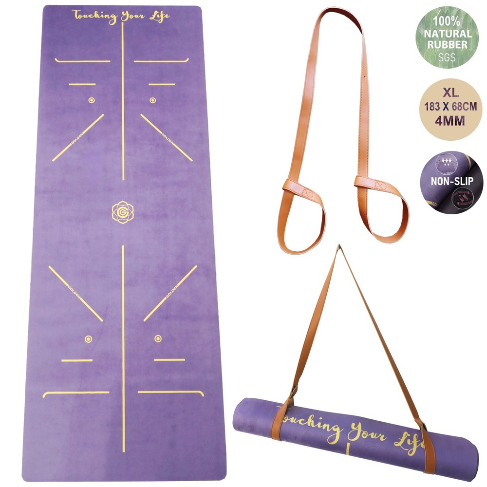 GOLDEN® Yoga Mat Non Slip Rubber XL Large 4mm Thickness 183cm Length Align