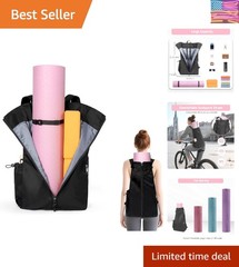Yoga Mat Bag, Adjustable Yogamat Blocks Carrier with Backpack Straps and Side…