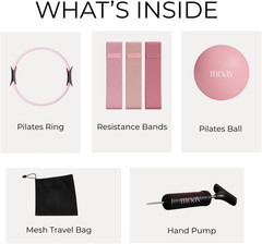 Premium Pilates Essentials Kit – 14″ Ring with Cushioned Handles, Mini Ball with