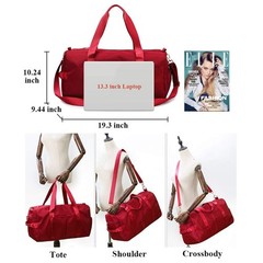 Sports Gym Bag for Women Travel Duffel Bag with Wet Pocket and Shoes Compartm…