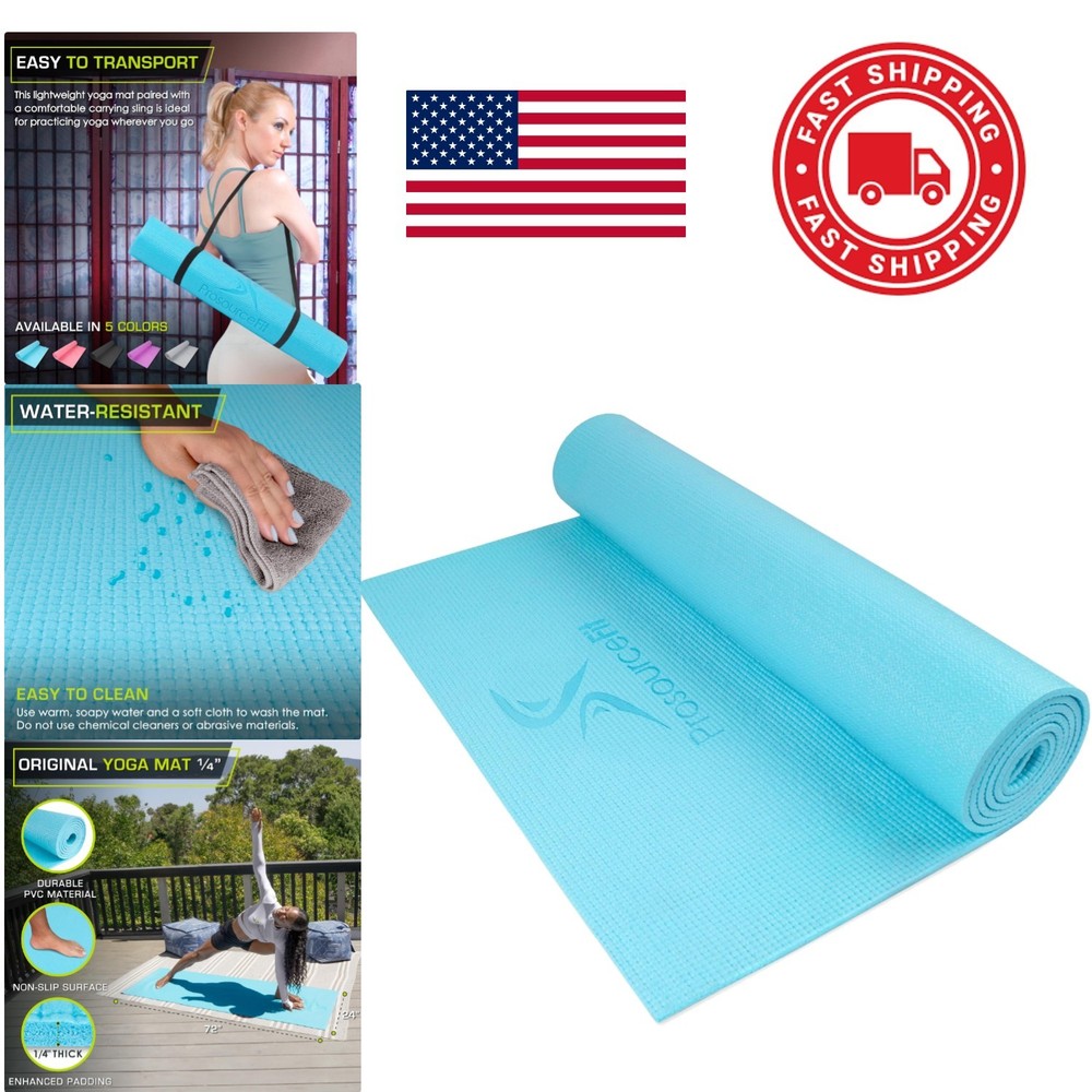 Yoga Exercise Mat 72 Inch x 24 Inch Lightweight Non Skid PVC for Daily Practice