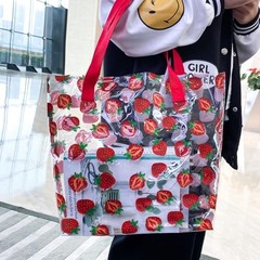Kasepie 1 piece Strawberry pattern Large clear Tote work bags Strawberry 5275-7