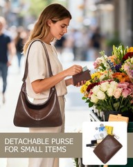 Hobo Bag for Women with Mini Purse Soft Vegan Leather Slouchy Shoulder Crossb…