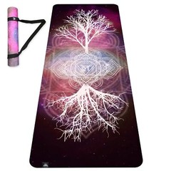 Hightop Yoga Mat, Tree-of-Life, 1/4″ Thick, Non Slip, Printed Design, With Ca…