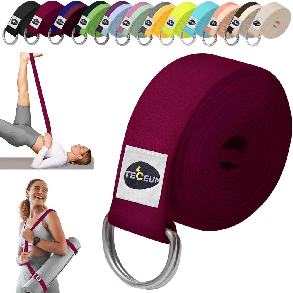TECEUM 2 IN 1 Yoga & Mat Strap for Stretching – Cotton – 6/8/10 ft | Adjustable