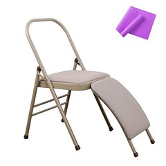 Yoga Auxiliary Chair with Lumbar Back Support Grey with yoga resistance band