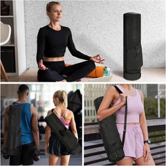 Yoga Mat Bag, Full Zip Cargo Yoga Mat Carrier Bag with Drawstring Water Bottl…
