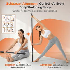 Yoga Stick, Upgraded 5Ft Sturdy Steel Mobility Stick, Adjustable Exercise Equipm