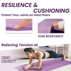 Yoga Mat 1/2 Inch Extra Thick High Density Exercise Mat, Taro Purple