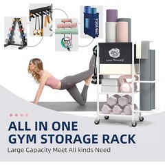 Double Layer Yoga Storage Rack Home Gym Organizer Metal Equipment Holder New
