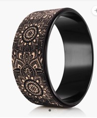 Yoga Wheel Cork Mandala Black| Eco Printed Extra Strength Padded Dharma. 