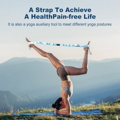 Durable Non-Elastic Stretch Strap for Physical Therapy and Yoga, 10 Loops Stretc