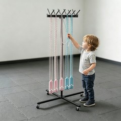 Metal Jump Rope Holder Rack Adjustable Height Rope Holder Rope Rack With Wheels