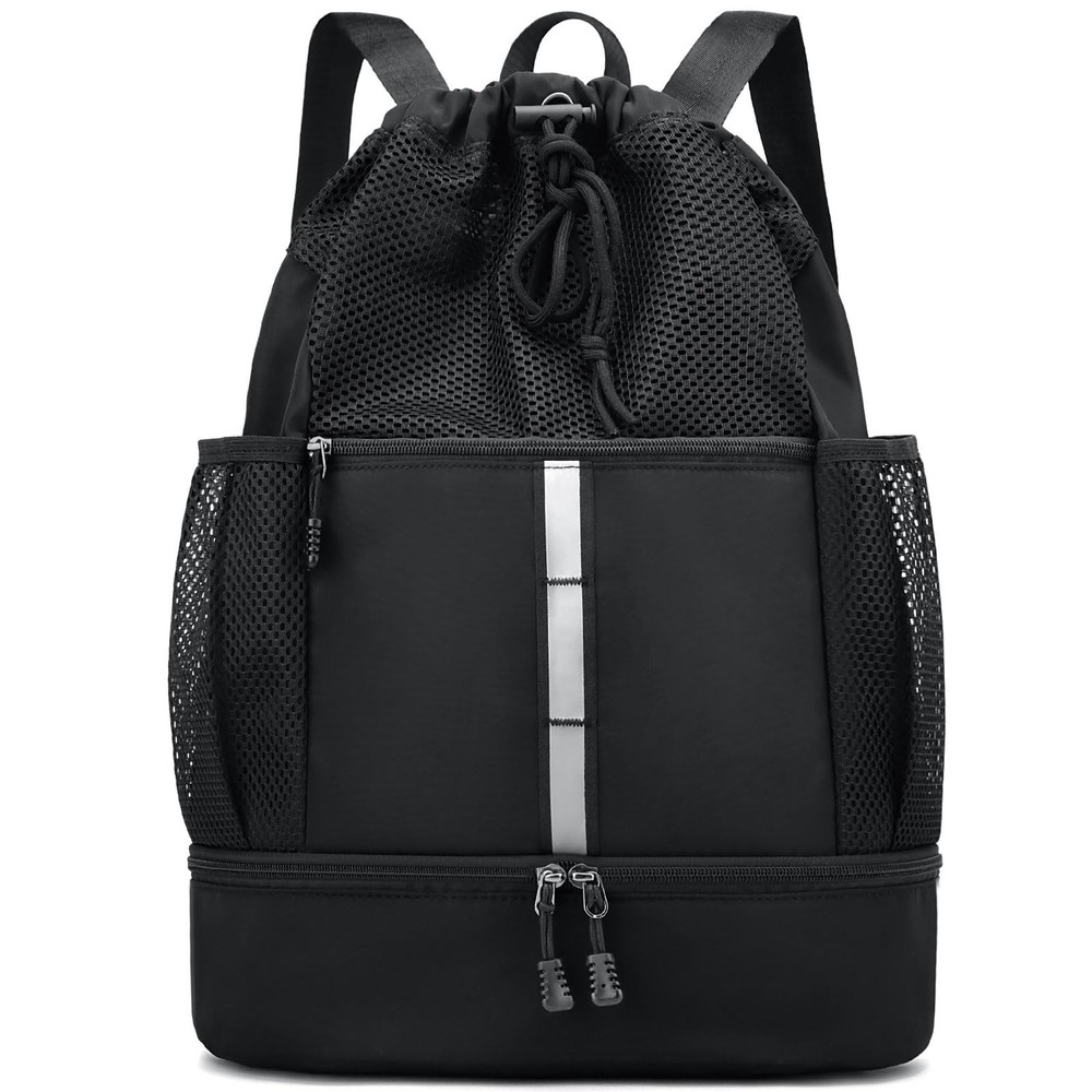 PinCute Drawstring Gym Bag for Men/Women – Mesh Beach Swim Bags Sports Backpa…