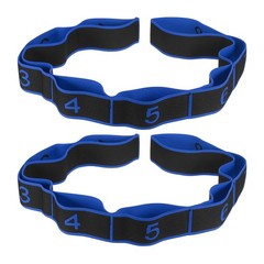 35.4 Inch 2 Pcs Exercise Bands Yoga Stretching Strap Latin Elastic Blue/Black