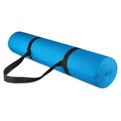 Fitvids 1/4” High Density Non Slip Workout Yoga Mat & Carry Strap, Blue (Used)