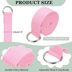 Yoga Strap for Stretching, Athletic Stretch Band 8.2ft & Pink with Adjustable…
