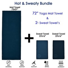 Hot Yoga Mat Towel with Sweat Towel 2-Pack Oceanic Blue