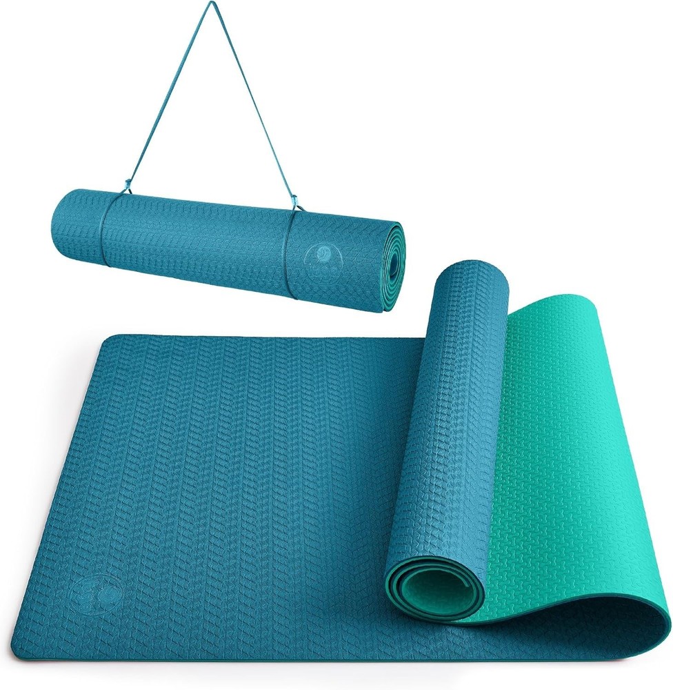 72″x24″x6mm Yoga/Pilates Non-Slip Exercise Mat w/Carrying Strap Ocean Blue