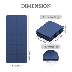 Foldable Yoga Mat Non Slip, Pilates Fitness Mats – 72″ x 24″ x 0.16″ Extra Wi…