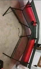 Foldable Black and Red Metal Table for Indoor Use