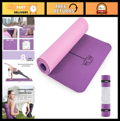 Extra Thick Non-Slip Yoga Mat 1/3” & 2/5″ Eco-Friendly TPE Fitness Exercise Mat