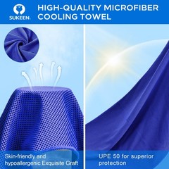 Sukeen 4 Pack Cooling Towels 40″ x 12″, Dark Blue/ Grey/Brown/Black