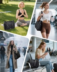 Yoga Mat Bag Tote Yoga Gym Bags For Women Men with Waterproof Wet Pocket & Ho…