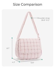 BAGSMART Lightweight Crossbody Bags for Women, Quilted Puffer Cross body Camel