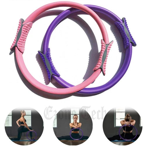 Dual Grip Pilates Ring Magic Circle 14″ Resistance Exercise Fitness Yoga Wheel