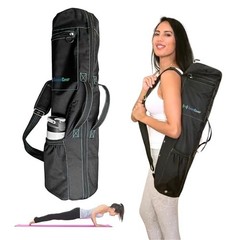 Extra Long Yoga Mat Bag with 3 Pockets, Water Resistant, Padded Strap & Ventilat