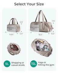 Reiki Gym Bag for Women Puffy Yoga Mat Travel Weekender Mini 5L 5L-Latte Brown