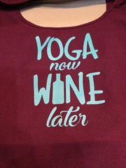 YOGA NOW WINE LATER Yoga Mat Tote Bag Burgundy & Teal 24″Wx6″Dx22″H NWOT