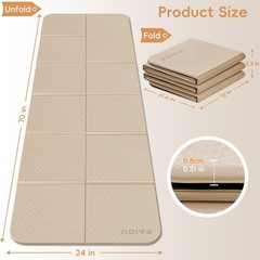 PAIDU Foldable Yoga Mat for Travel, 70″x24″x0.31″ (8MM) TPE Double-Sided Non-…