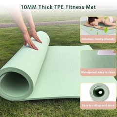 Yoga Mat Thick XXL 200×100cm TPE 10mm Thick Sports Mat Non Slip Comfortable for …