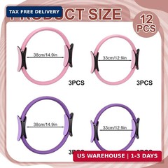12 Pcs Pilates Rings 14 Inch and 12 Inch Exercise Ring Magic Circle Yoga Ring Li