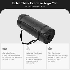 Extra Thick Yoga Mat 71″x24″ Anti-Tear Foam with Carrying Strap for Exercises
