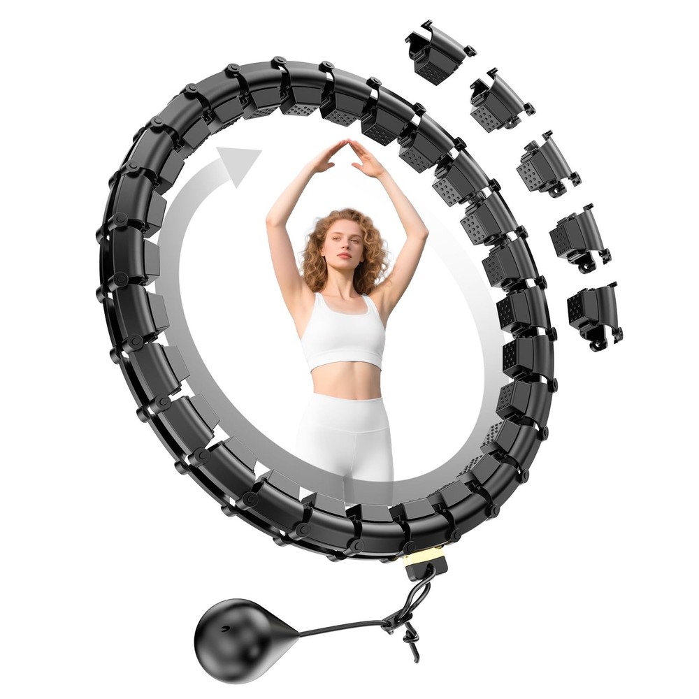 65 Inch Adjustable Fitness Waist Hoop – 32 Detachable Links, Quiet Non-Drop F…