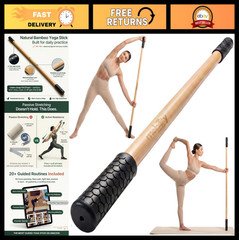5ft Bamboo Yoga Stick for Stretching, Mobility & Balance – 20+ Video Tutorials,