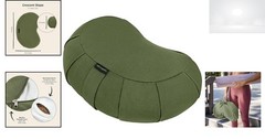 Meditation Cushion Crescent Shape 17×10.5 Buckwheat Fill Removable Cotton Cover