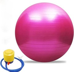 PINK 55cm (22in) Exercise YOGA BALL & Pump Anti-Burst Stability Balance Gym ball
