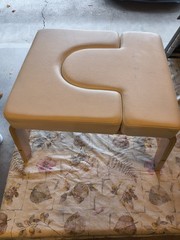 Foldable Beige Massage Table, Wood, Face Cradle Opening, Height 21-30 in