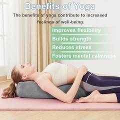 Rectangular Yoga Bolster Pillow, Meditation Pillow for Yin & 27IN /68CM Gray