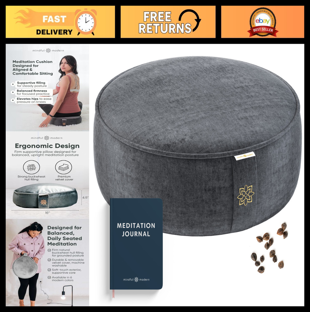 Luxe Velvet Meditation Cushion | Large Round Zafu Yoga Pillow | Posture Support