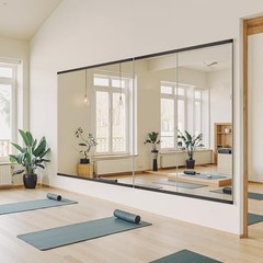 Home Gym Mirror for Wall,56x28x2PCS Full 56″L x 28″W x 2PCS Matte Black