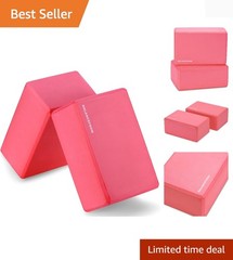Set of 2 High Density Yoga Blocks, 9″x6″x4″ Each, Pair, Multiple Colors