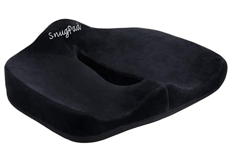 SnugPad Premium Orthopedic Memory Foam Cushion for Office Chair (Black)