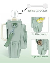 30/Crossbody Water Bottle Holder Anti-Tip Tumbler Carrier Bag | 40oz Green