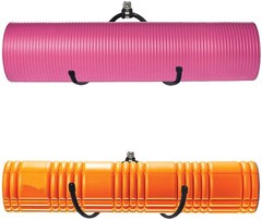 Wall Mount Yoga Mat Foam Roller and Towel 2 Count (Pack of 1), pink, orange